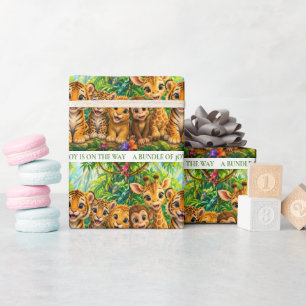 Papel De Regalo Animales de la selva bebé