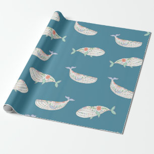 Papel De Regalo animales de mar de ballena folclórica de skandina