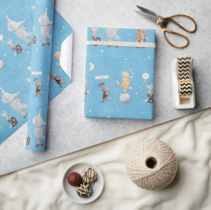 Papel De Regalo Animales de Safari de Acuarela Adorables para Bebé