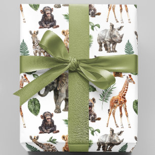 Papel De Regalo Animales de Safari para Bebés