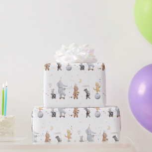 Papel De Regalo Animales de Safari y Circo en Acuarela Boho Adorab