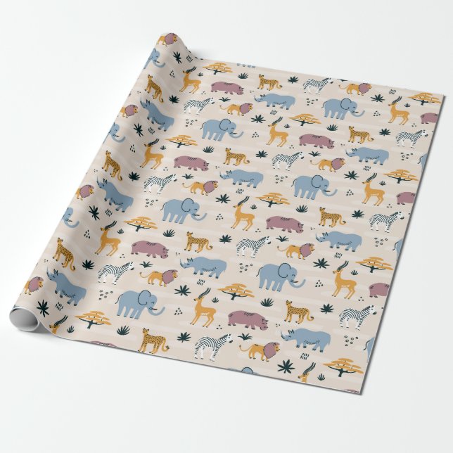 Papel De Regalo Animales de Savannah (Desenrollado)