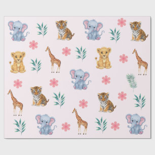 Papel De Regalo Animales de selva Safari moderno elefante Tigre Le