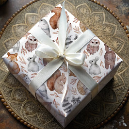 Papel De Regalo Animales de Woodland de acuarela caprichosa