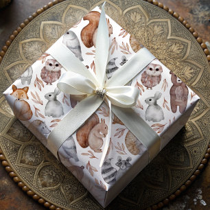 Papel De Regalo Animales de Woodland de acuarela caprichosa