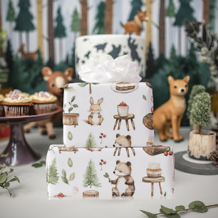Papel De Regalo Animales de Woodland Fiesta forestal de cumpleaños