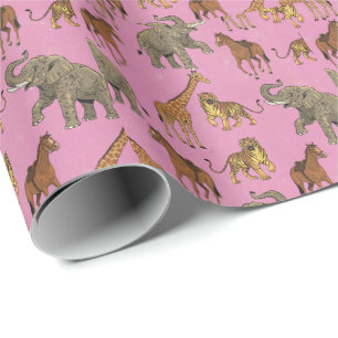 Papel De Regalo Animales de zoológico vintage