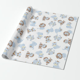 Papel De Regalo Animales del bebé azul