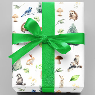 Papel De Regalo Animales del bosque de acuarela