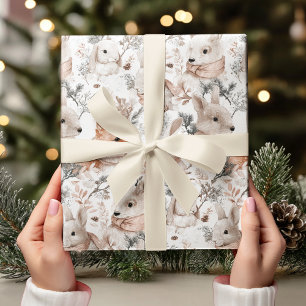 Papel De Regalo Animales del bosque en acuarela 