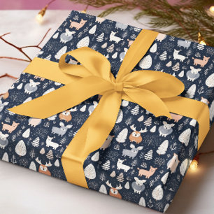 Papel De Regalo Animales del bosque escandinavo Navidad invierno