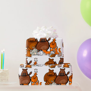 Papel De Regalo Animales Divertidos del Bosque Criaturas Lindas de