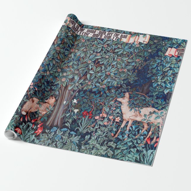 Papel De Regalo Animales en el bosque, William Morris (Desenrollado)