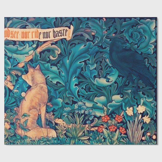 Papel De Regalo Animales en el bosque, William Morris envolviendo  (Superficie plana)