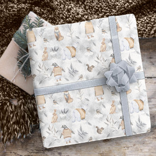 Papel De Regalo Animales en Navidades de hielo Tan ID987