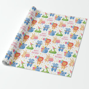 Papel De Regalo Animales felicitan por el cumpleaños de un niño