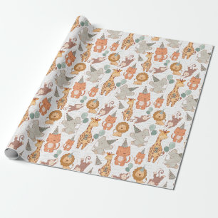 Papel De Regalo Animales Fiestas de Safari Cute