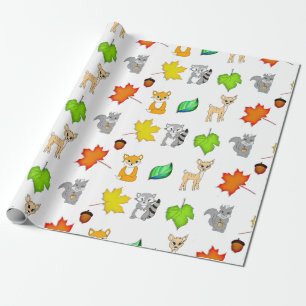 Papel De Regalo Animales forestales Criaturas de bosques Fox, Racc
