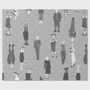 Papel De Regalo animales humanoides antropomórficos vintage