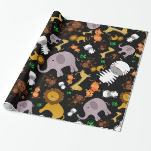 Papel De Regalo Animales negros del safari de selva