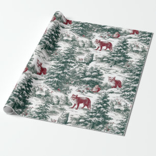 Papel De Regalo Animales nostálgicos vintage del bosque rojo y ver