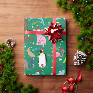 Papel De Regalo Animales personalizados de Navidades burdos en San