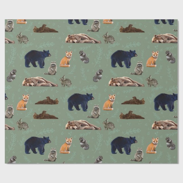 Papel de Regalo Animales Salvajes Amigos del Bosqu (Superficie plana)