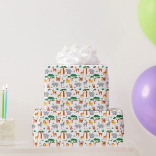 Papel De Regalo Animales salvajes felices y coloridos en la sabana
