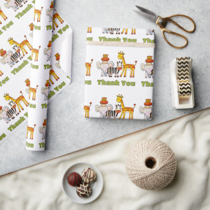 Papel De Regalo Animales Salvajes Lindos Safari Selva Gracias