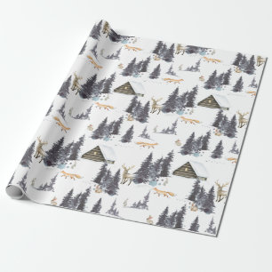 Papel De Regalo Animales silvestres de Woodland en el patrón de bo