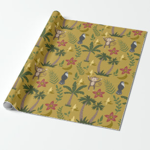 Papel De Regalo Animales tropicales mono de patrón sin soldadura, 