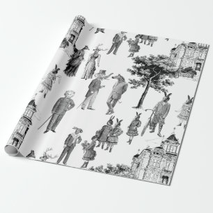 Papel De Regalo animales victorianos antiguos toile antropomórfico