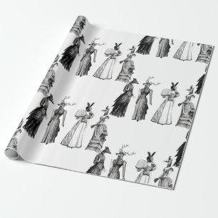Papel De Regalo animales victorianos mujeres graciosas