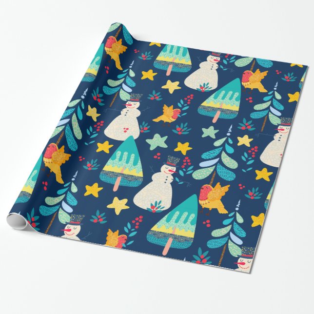 Papel De Regalo Animales y símbolos de Navidades pequeños patrón 2 (Desenrollado)