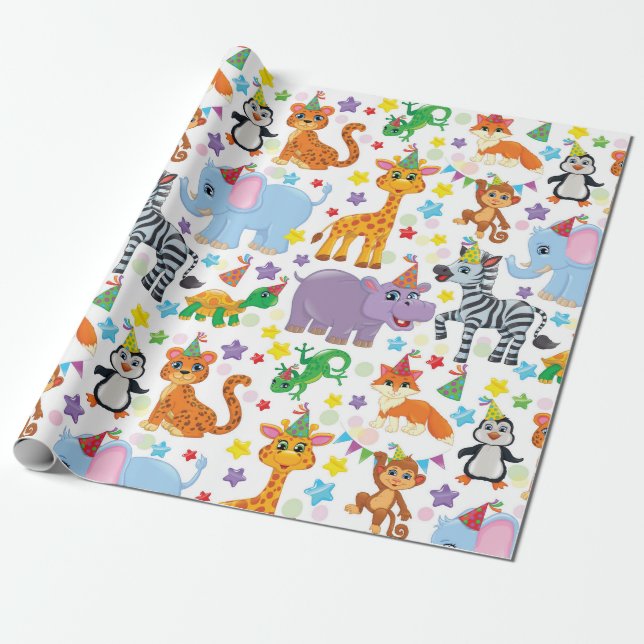 Papel De Regalo Animales zoológicos para niños (Desenrollado)