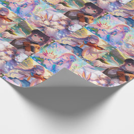 Papel De Regalo Anime Chica con Axolotls tocando un violín