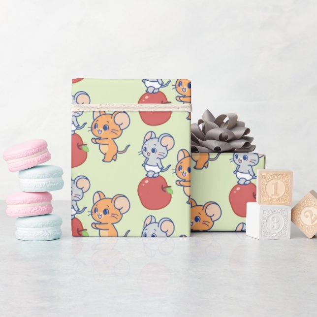 Papel De Regalo Anime Tuffy y Jerry Apple Rolling (Baby Shower)