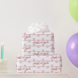 Papel De Regalo Aniversario 45 Corazones Rojos