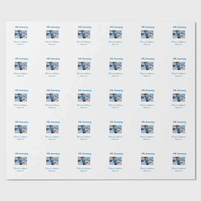 Papel De Regalo Aniversario boda agregar nombre año imagen par de  (Superficie plana)