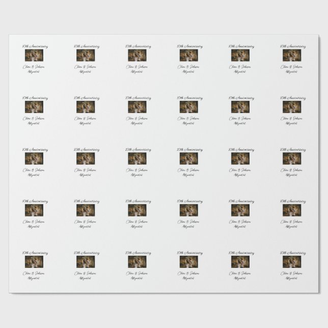 Papel De Regalo Aniversario boda agregar nombre año imagen par de  (Superficie plana)