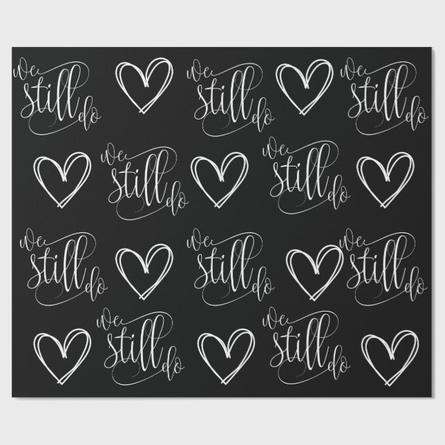 Papel De Regalo Aniversario boda Corazón Negro (Superficie plana)