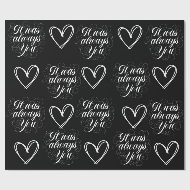 Papel De Regalo Aniversario boda Negro Romántico (Superficie plana)