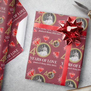 Papel De Regalo Aniversario de bodas número 40 personalizado con f