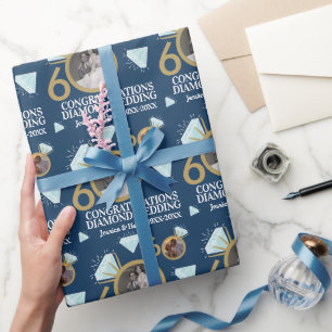 Papel De Regalo Aniversario de bodas número 60 personalizado con f