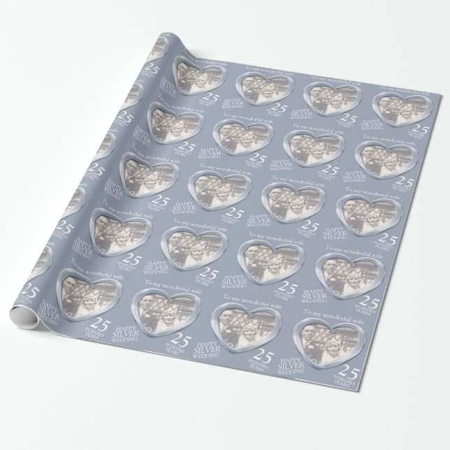 Papel De Regalo Aniversario de la boda de la Mujer de Plata (Desenrollado)