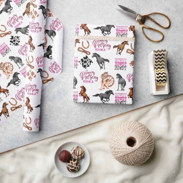 Papel De Regalo Aniversario de la gallina de los caballos (Artesanía)