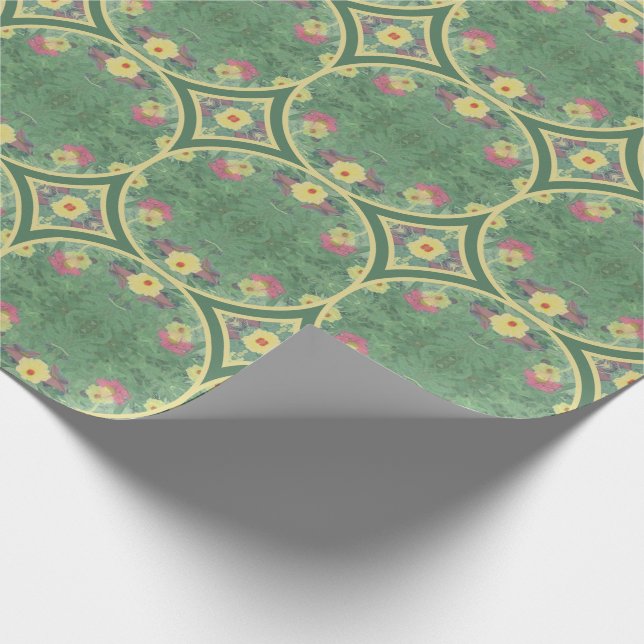Papel De Regalo Aniversario de la mosaico de la Floral Verde (Esquina)