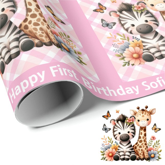 Papel De Regalo Aniversario de la pequeña cuta añada nombres a ani (Subido por el creador)