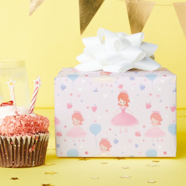 Papel De Regalo Aniversario de la Princesa Rosa Cute (Fiesta de cumpleaños )