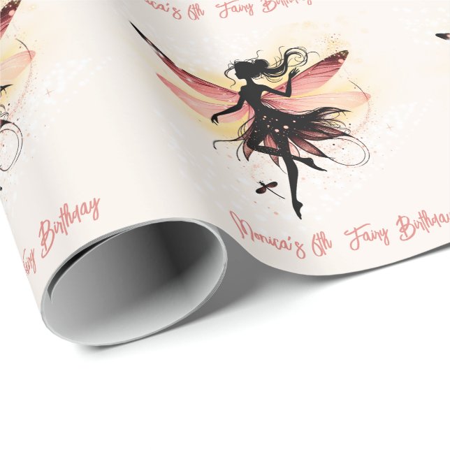 Papel De Regalo Aniversario de la silueta de Fairy con encanto (Esquina del rollo)